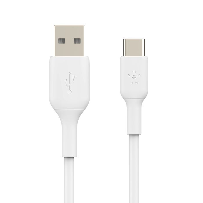 Belkin BoostCharge 15 W PVC, USB-A to USB-C Cable, 2 Metre (6.6FT), WHT, 2 Year Warranty
