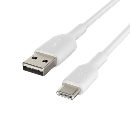 Belkin BoostCharge 15 W PVC, USB-A to USB-C Cable, 2 Metre (6.6FT), WHT, 2 Year Warranty