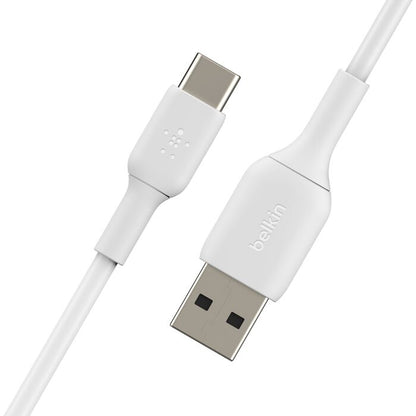 Belkin BoostCharge 15 W PVC, USB-A to USB-C Cable, 2 Metre (6.6FT), WHT, 2 Year Warranty