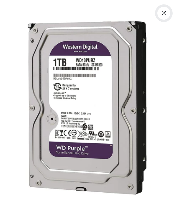 Western Digital Purple 1TB 3.5 SATA 6 Gb/s Internal Surveillance HDD