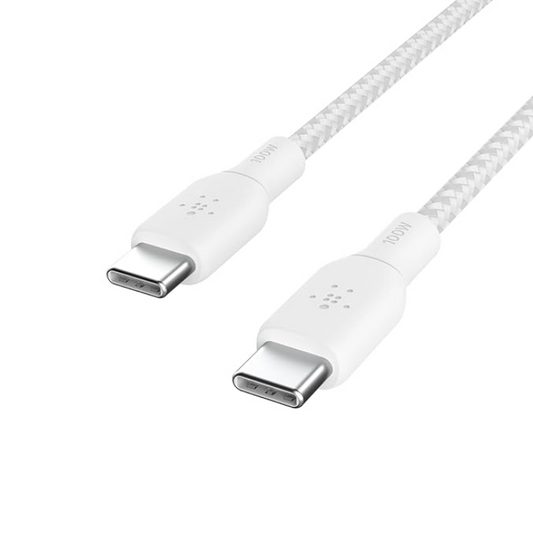 Belkin BoostCharge (USB-IF certified) Braided 100 W USB-C to USB-C (Type C) Charge cable, 6.6 Feet - 2M