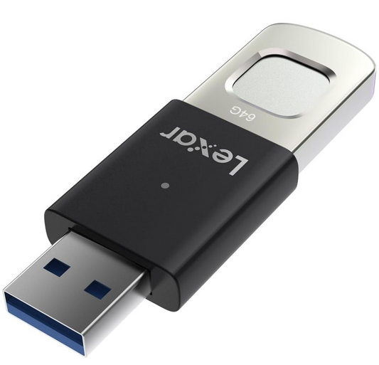 Lexar JUMDRIVE 64GB, Fingerprint F35 PRO, USB 3.2 Gen 1, 300 MB/s, Biometric Lock, 3 Year Warranty