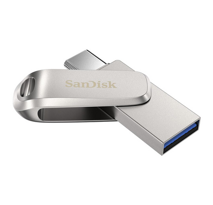SanDisk Ultra Dual Drive Luxe, USB 3.2 Gen 1, 400 MB/s, USB-C To USB-A, Silver, 5 Yr Warranty