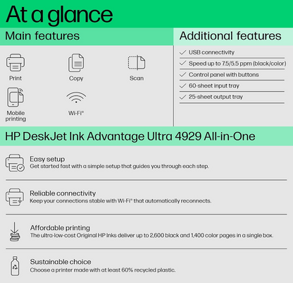 HP Deskjet Ink Advantage Ultra 4929 All in One Wi-Fi Inkjet Printer, Rose Wood