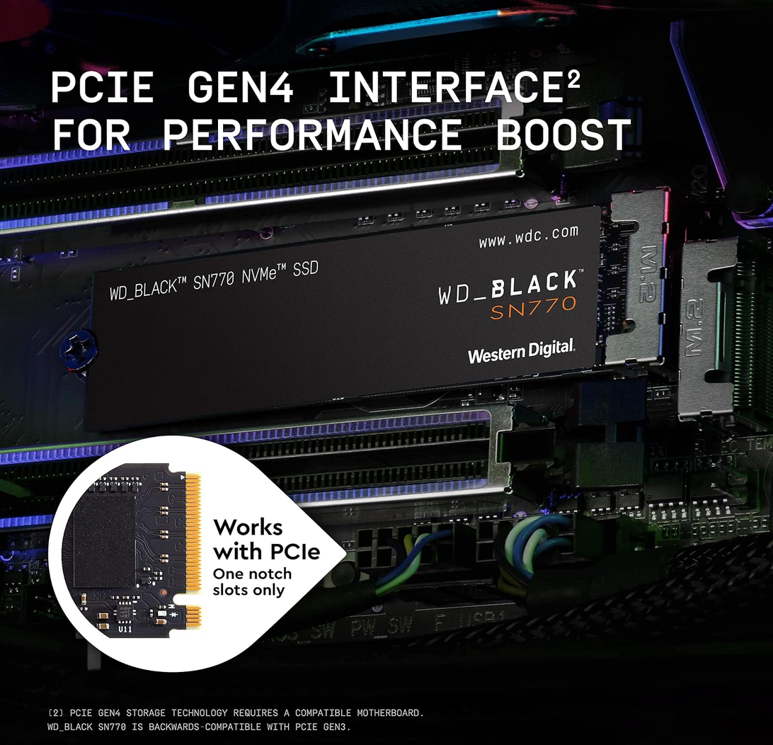 WD BLACK SN770 1TB PCIe Gen4 NVMe M.2 SSD 5150MB/s