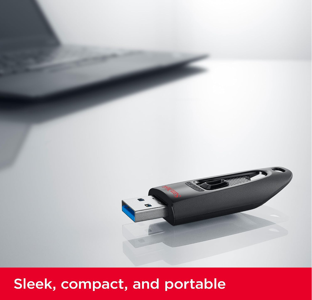 SanDisk Ultra 64GB USB 3.0, Flash Drive, Upto 130MB/s R, Pendrive, Black, 5Y Warranty