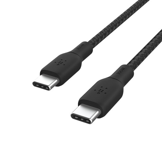 Belkin BoostCharge (USB-IF certified) Braided 100 W USB-C to USB-C (Type C) Charge cable, 6.6 Feet - 2M