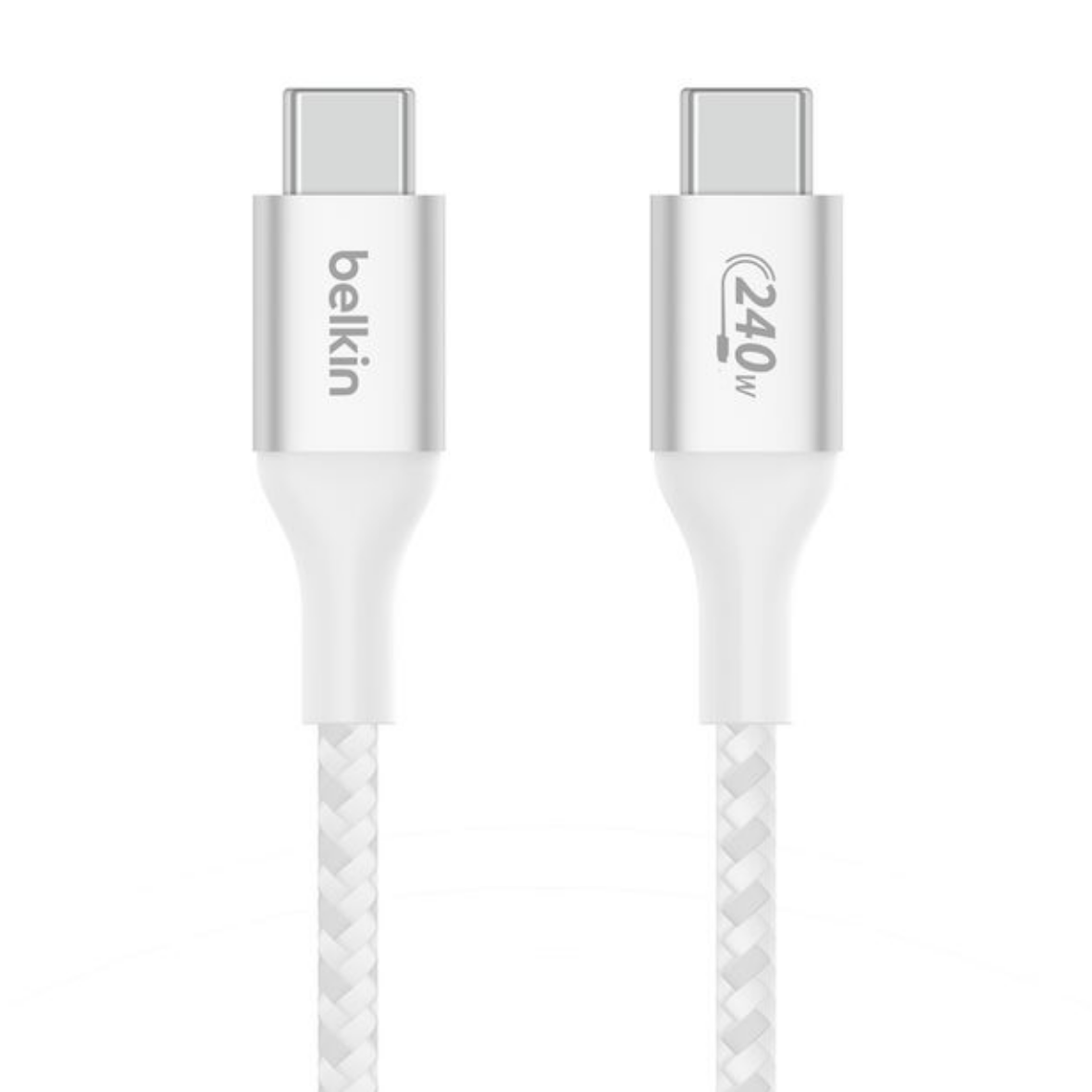 Belkin BoostCharge Braided 240 W USB-C to USB-C (Type C) Charge cable, 6.6 Feet - 2M, White