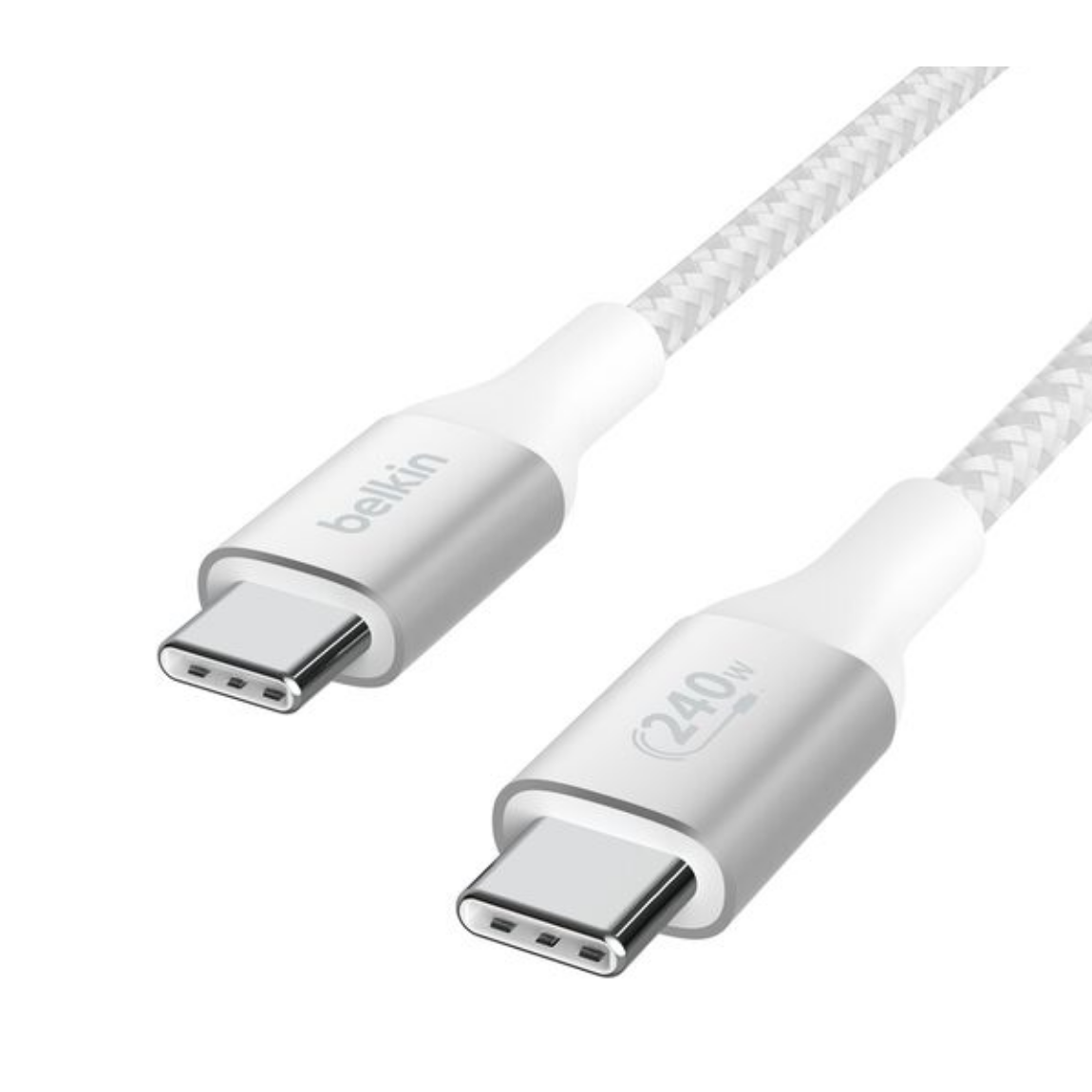 Belkin BoostCharge Braided 240 W USB-C to USB-C (Type C) Charge cable, 6.6 Feet - 2M, White