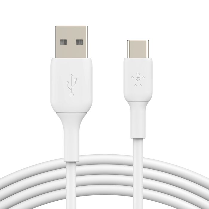 Belkin BoostCharge 15 W PVC, USB-A to USB-C Cable, 2 Metre (6.6FT), WHT, 2 Year Warranty