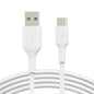 Belkin BoostCharge 15 W PVC, USB-A to USB-C Cable, 2 Metre (6.6FT), WHT, 2 Year Warranty